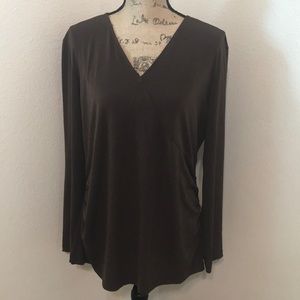 Jaclyn Smith Long Sleeve V- neck Blouse